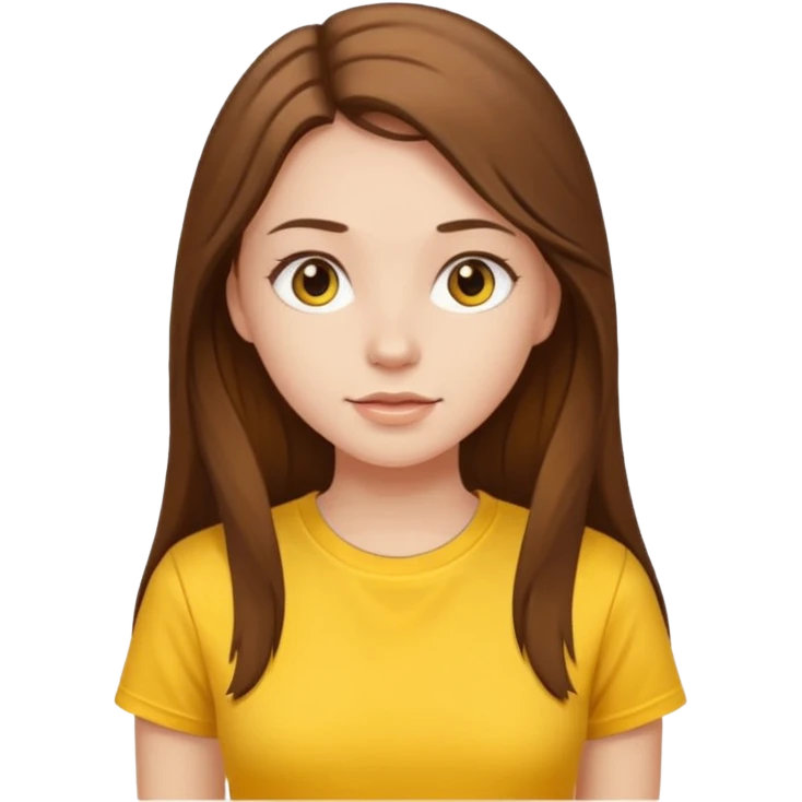 Beautiful girl with long hair in a yellow T-shirt emoji