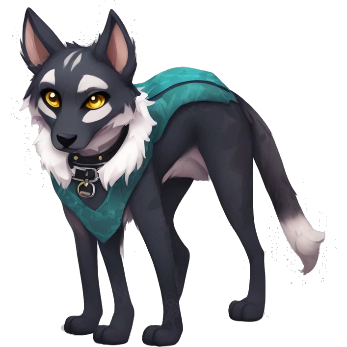 cool edgy animal fursona by griffsnuff & LiLaiRa & Falvie with badass colors and a collar full body emoji