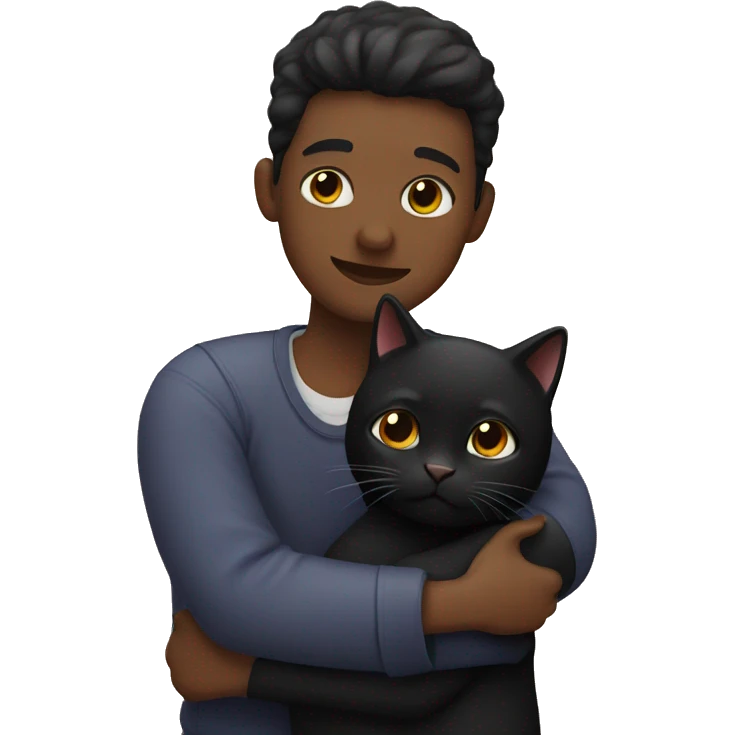 person hugging a black cat emoji