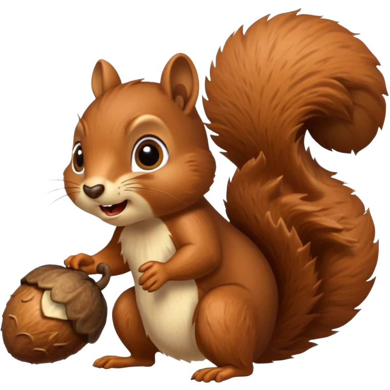Squirrel bite giant acorn, panic emoji