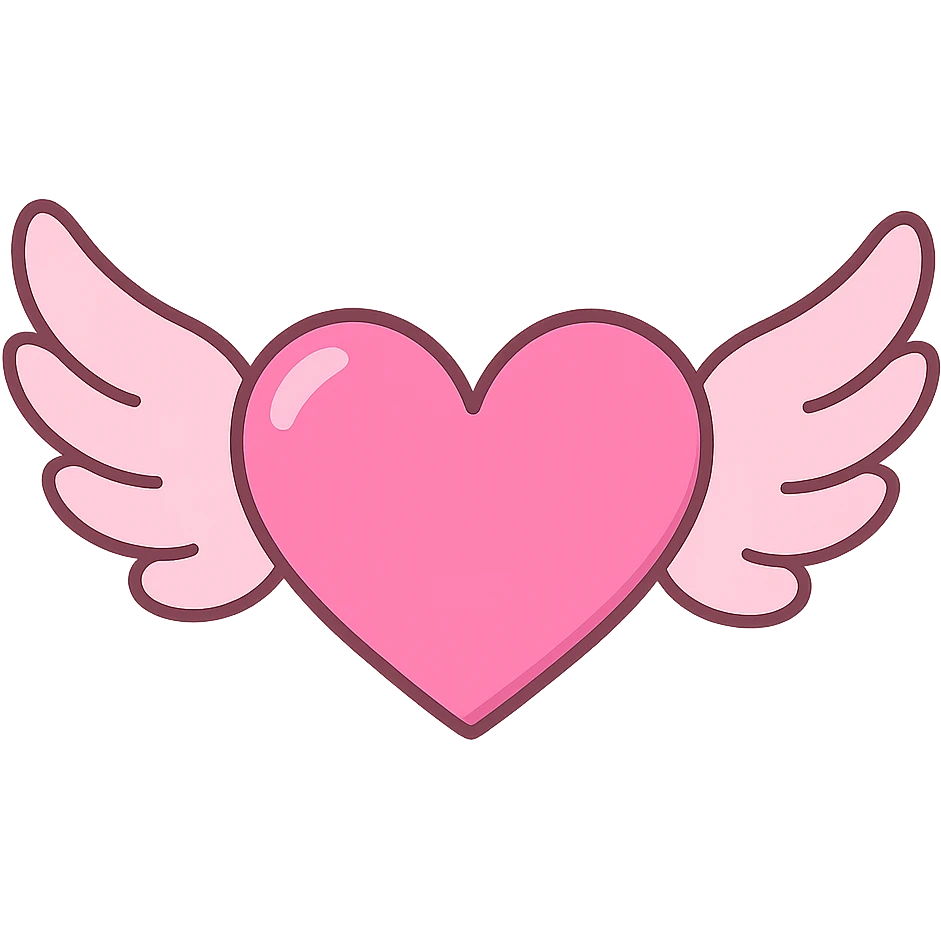girly heart with wings,no background emoji