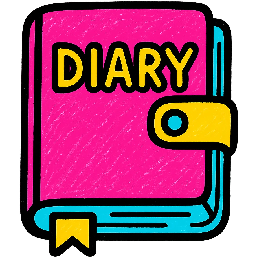 pink diary, pop colors icon style emoji