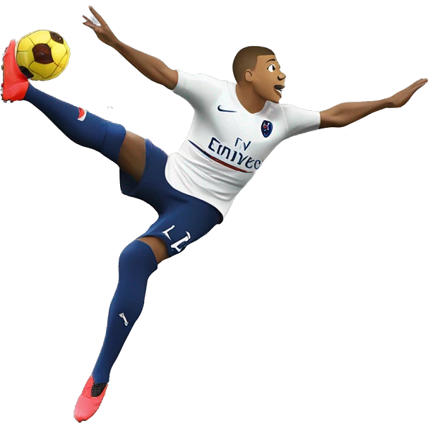 Kylian Mbappé qui fait une retourné acrobatique  emoji