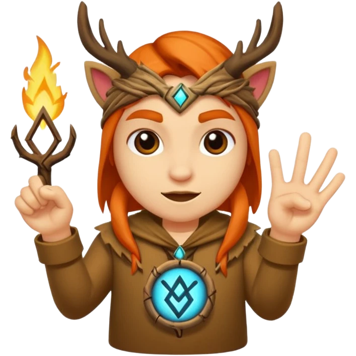 woodland spirit snapping fingers with spark rune emoji