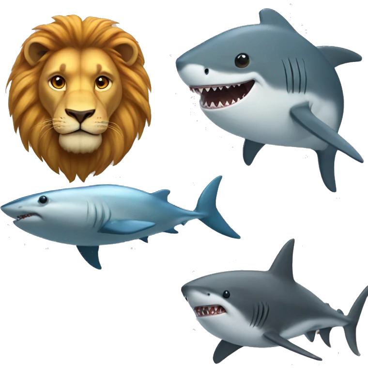 lion and shark emoji
