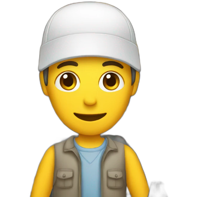seller in a shop holding a camerqa emoji