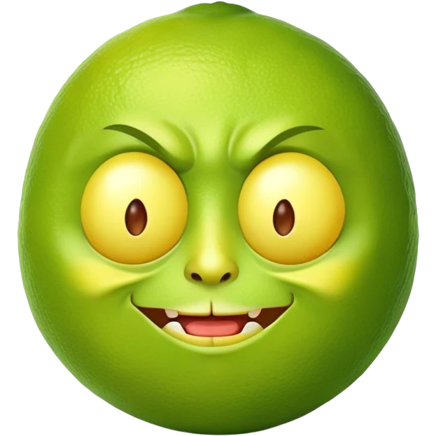 lime with face eating a lemon with face of terror emoji