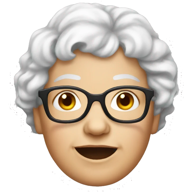 White Grandma emoji but with cat eye glasses and red wavy hair emoji