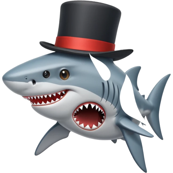 Shark with a top hat emoji