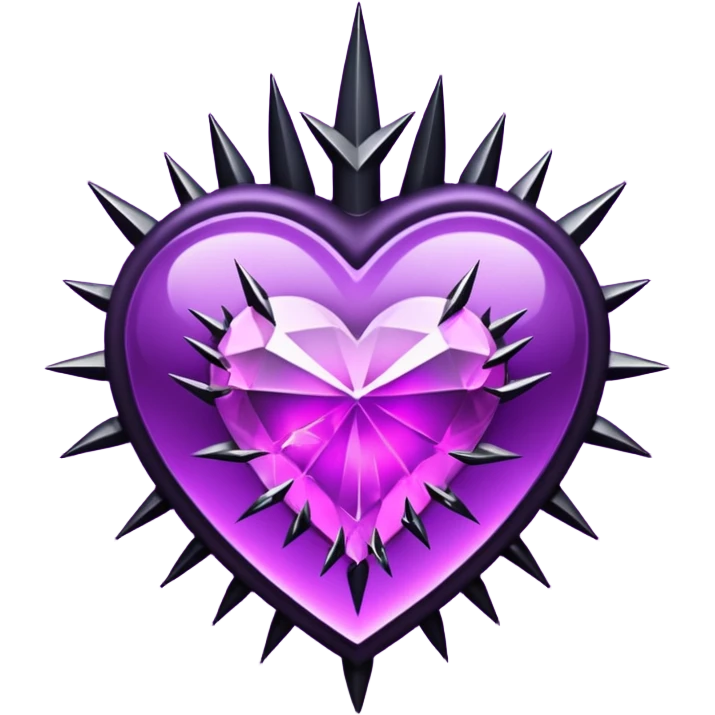purple heart with black thorns and a crystal, dark romance emoji