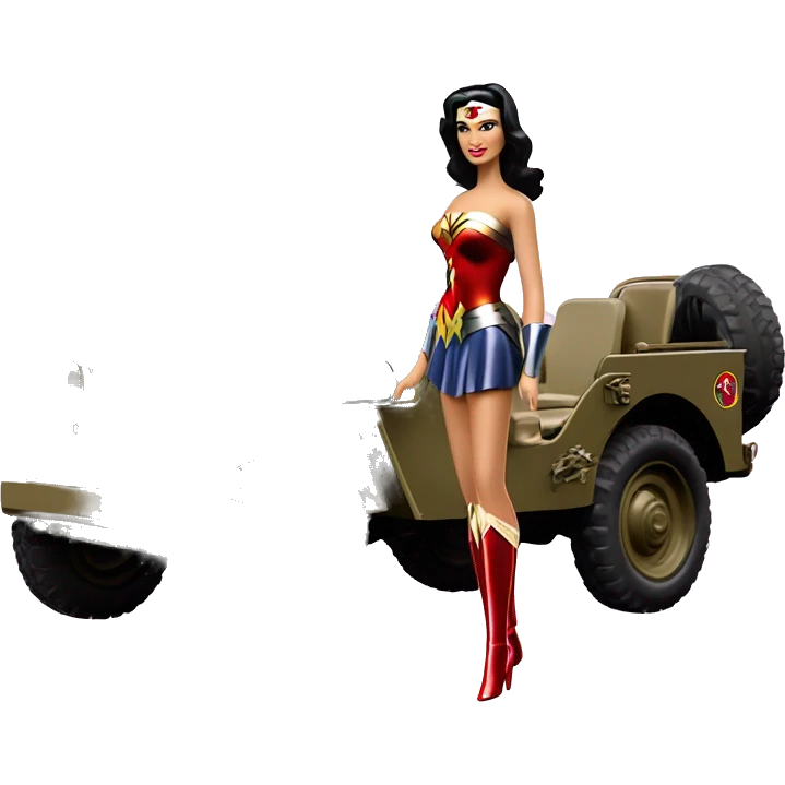  Barbie Diana Prince and Wonder woman’s 1945 Willys army jeep  emoji