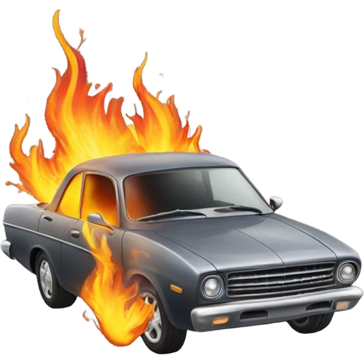 car flying over fire emoji