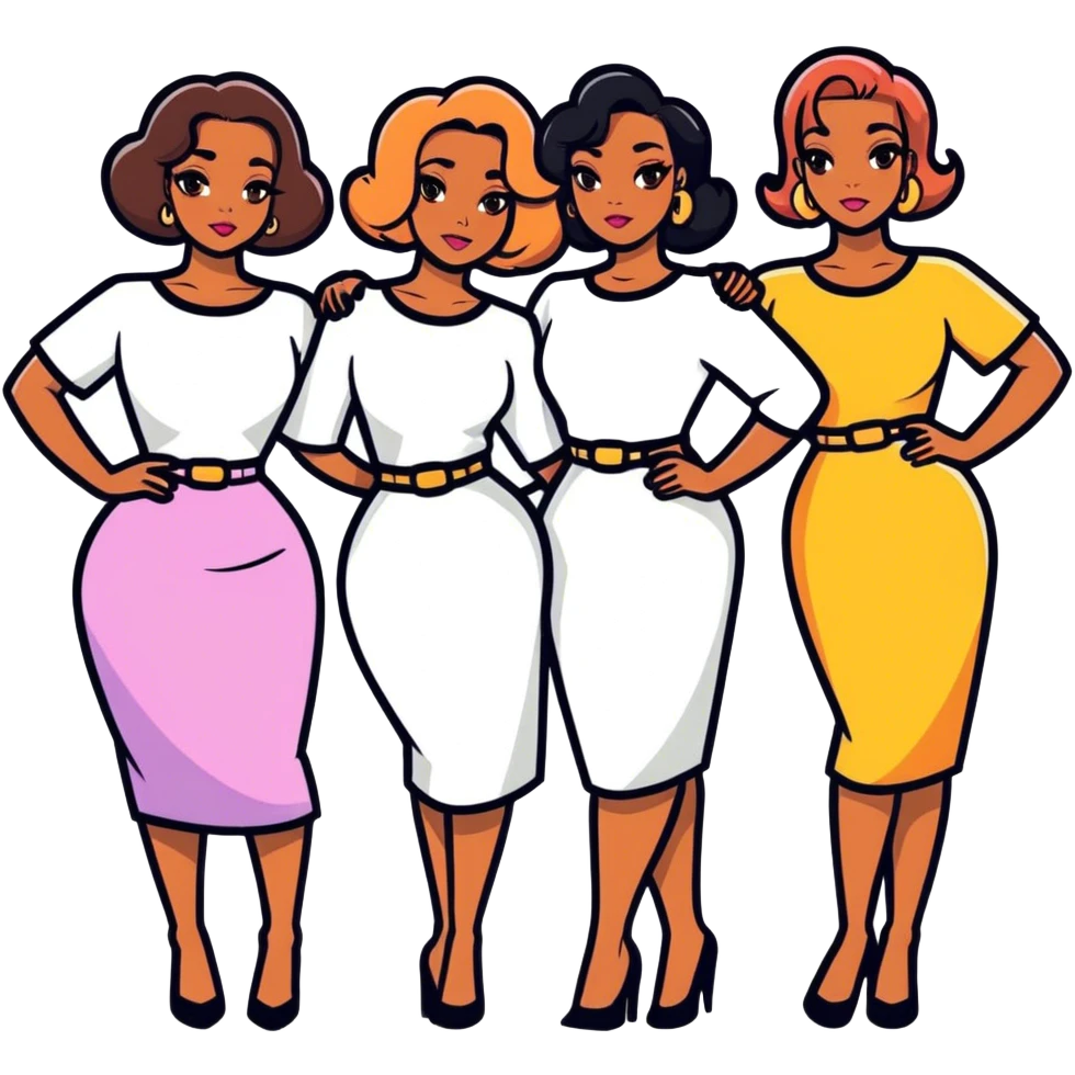 Five sassy women with the caption #BABS emoji
