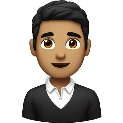guy with black hair and black eyes and black shirt with white collar emoji