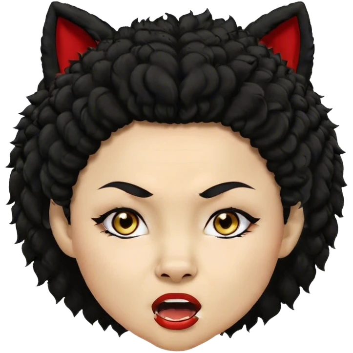 Create twitch emotes of various primary human emotions, dark brown eyes, of an confident afro-latina wrestler, look alike Ivy Satinee, with black afro hairs , with wolf ears,  emoji