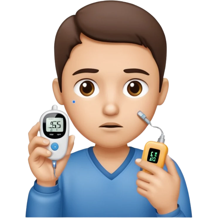 person with diabetes with glucose meter in his hand emoji