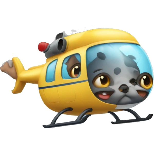 Funny dog on a helicopter  emoji