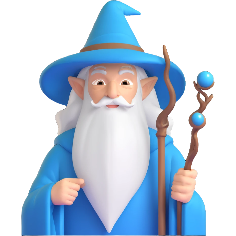 Gandalf wizard with staff and pointy hat emoji