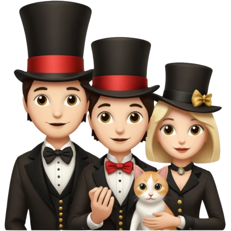 magician couple and their pet cat emoji