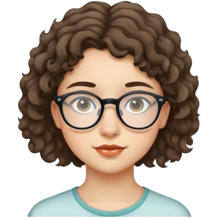 14 year old girl with short wavy:/curly hair and glasses emoji