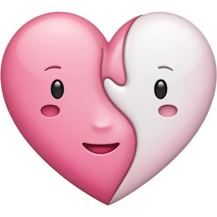 Coração metade rosa e metade branco emoji emoji