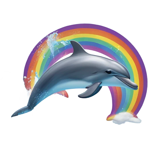 ￼Dolphin and a rainbow  emoji