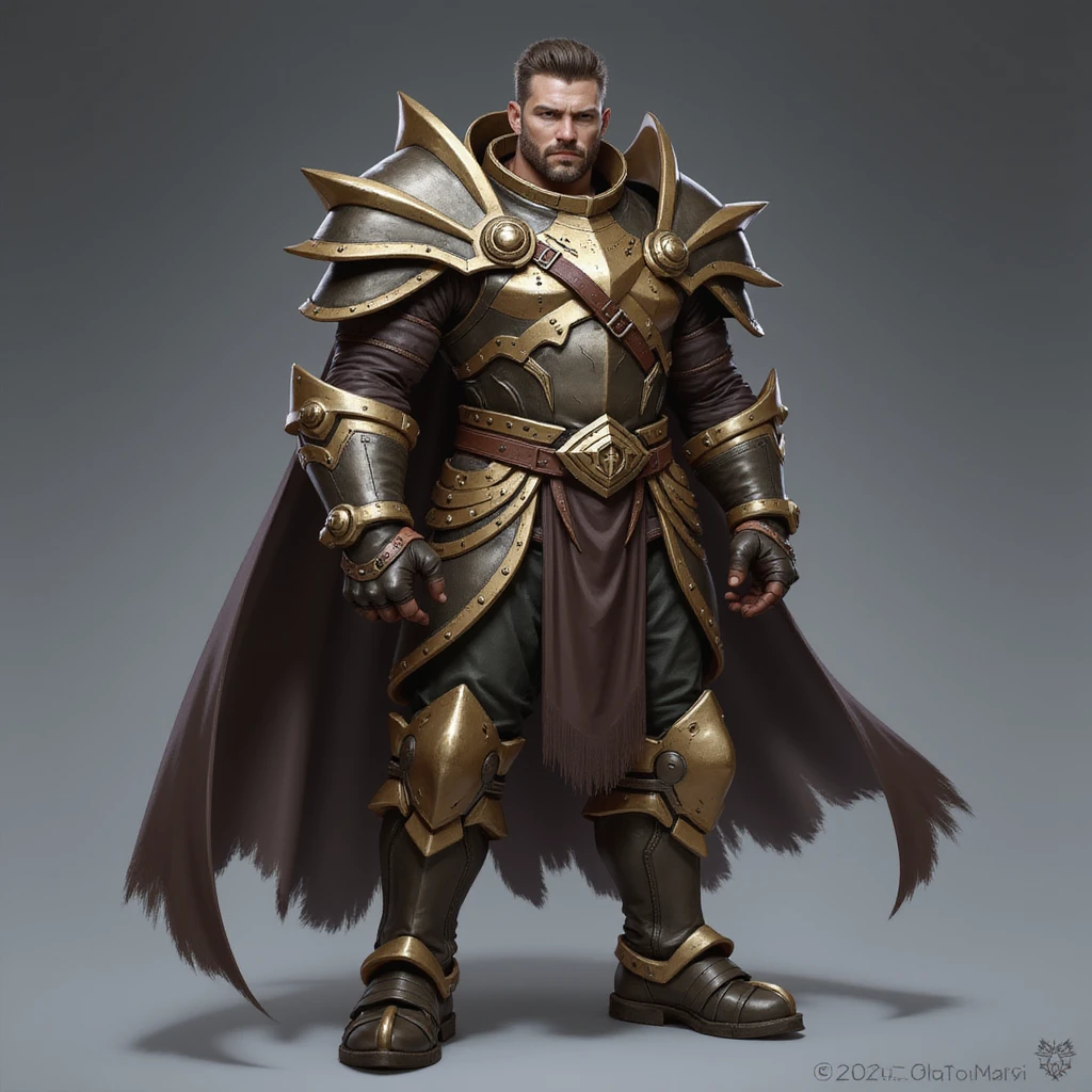 realistic fantasy style full body League of Legends-inspired champion, armored and powerful, face clearly visible emoji