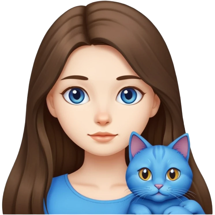 long hair girl with a blue cat emoji