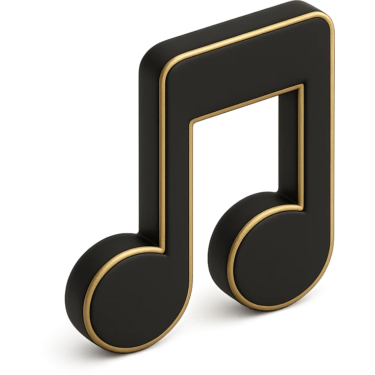 minimalist music note icon with soft matte finish and antique gold details emoji