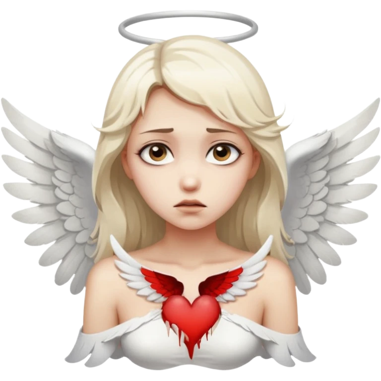 Female angel with torn wings, exposed collarbones, sorrow and lust intertwined emoji