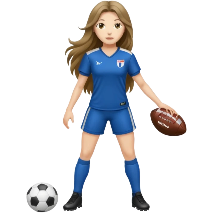 Long Haired Football Players, Female player, full body emoji
