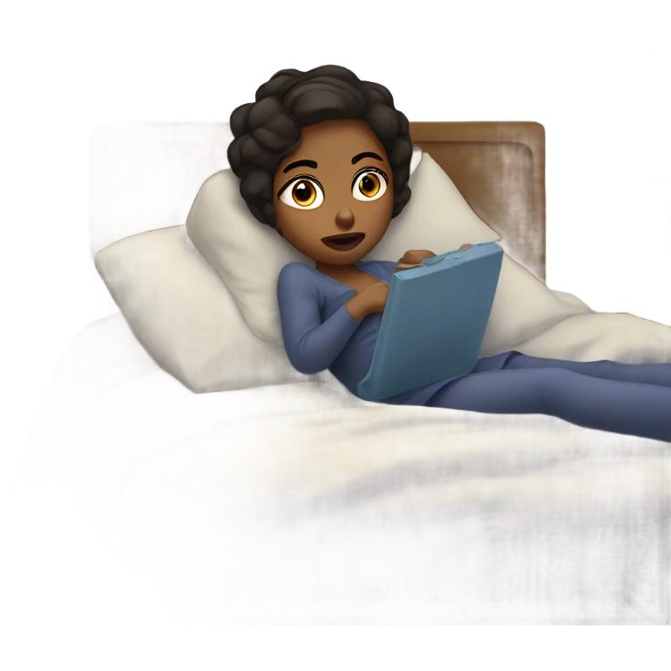 Girl in bed watching tv emoji