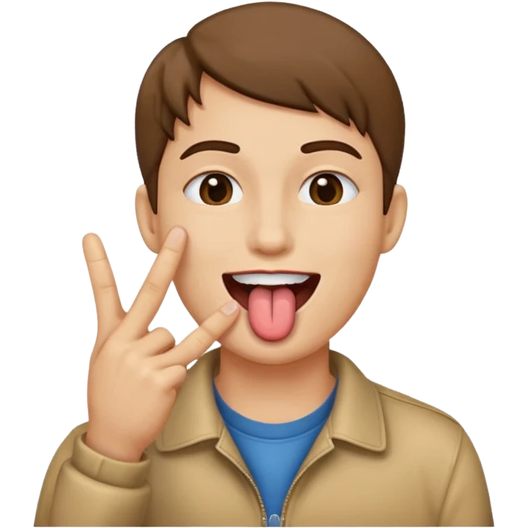 Peace sign with hands in front of mouth with tongue sticking out  emoji