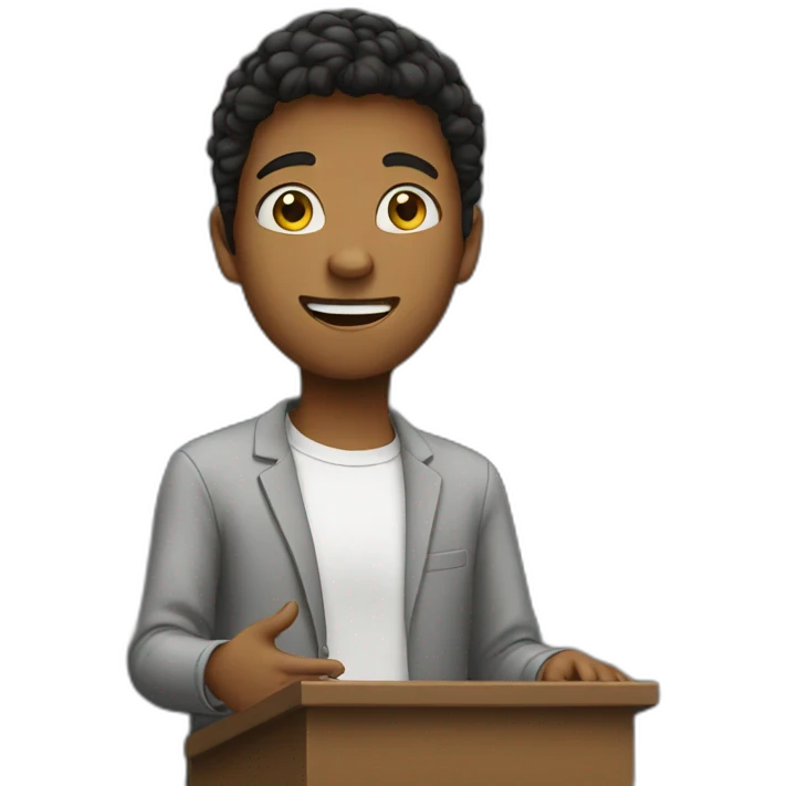 White Teenager giving a speech emoji