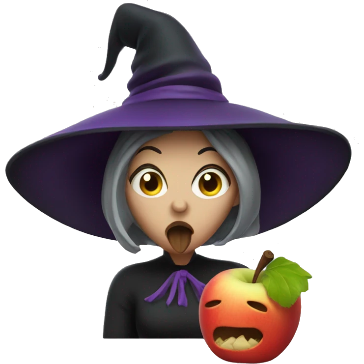 witch eating apple  emoji