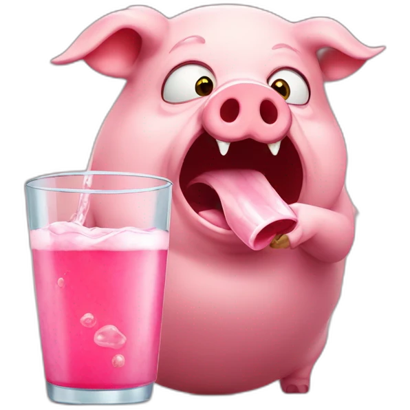 Pig drinking monster emoji