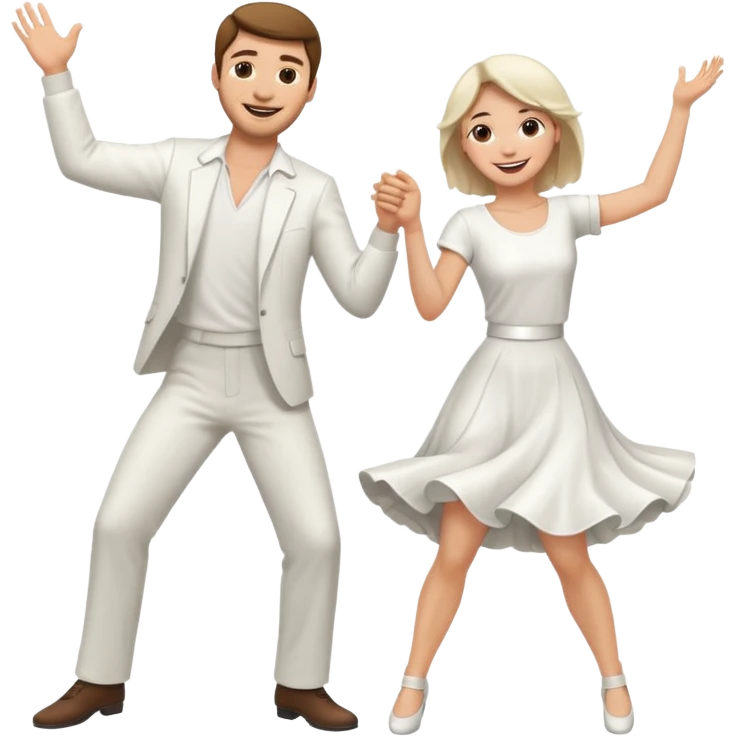 Man and woman dancing white emoji