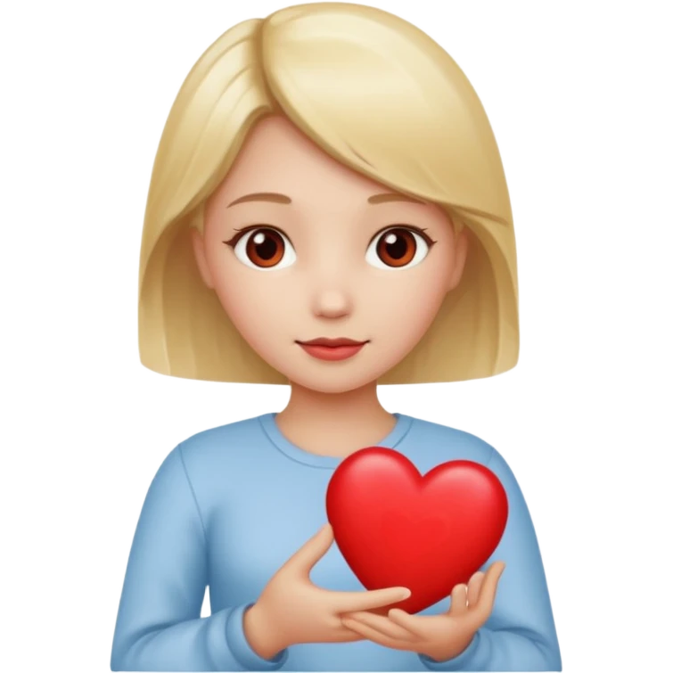 prayer girl blond hair red heart in her hands, emoji