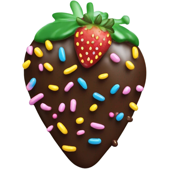 chocolate covered strawberries with caramel and sprinkles emoji
