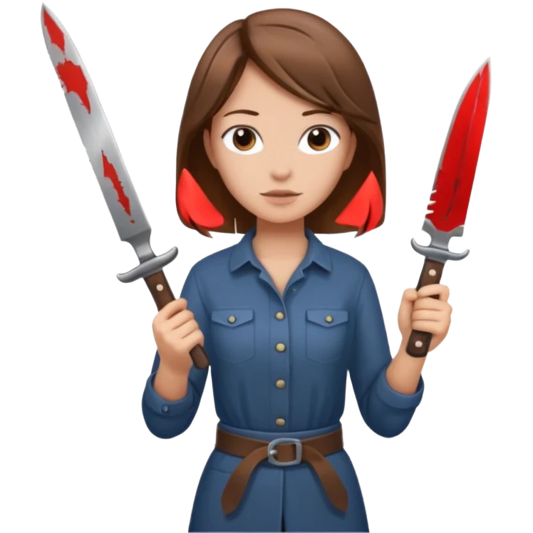 Women standing with a knife behind her back emoji