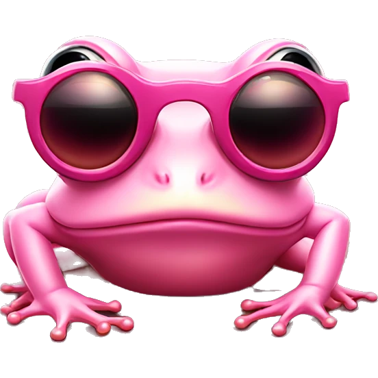 Pink pale frog with sunglasses and cigare in the mouth emoji