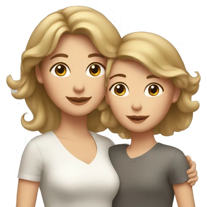 Mom with dark blond hair with 2 daughters emoji