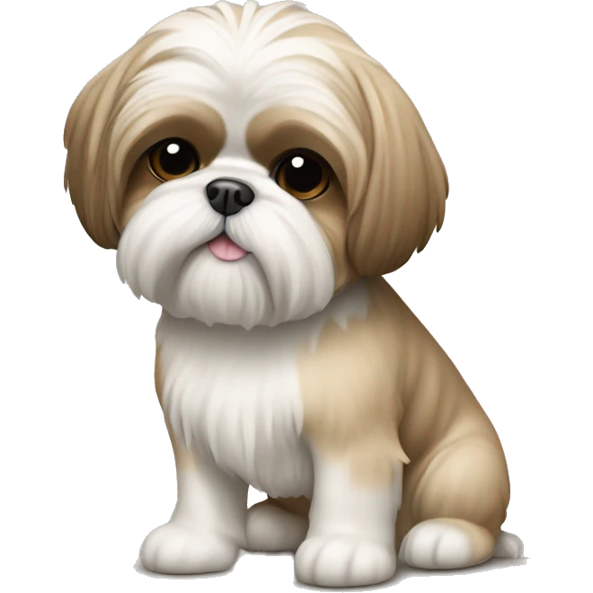 Beige color Shih tzu dog with sleeveless sweater emoji