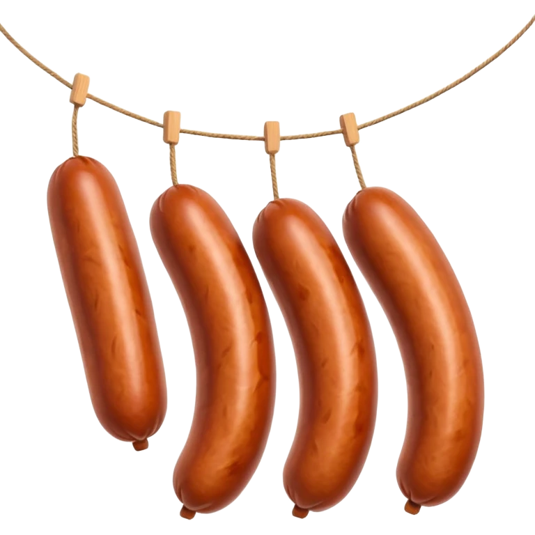 Three sausages on a string.
Apple emoji style emoji