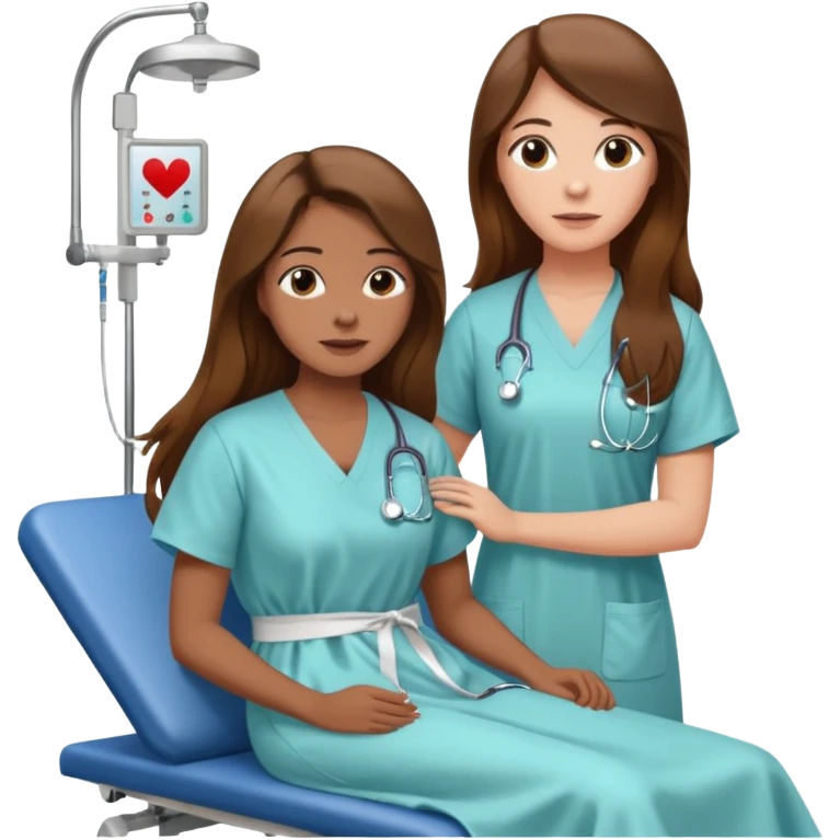 physiotherpay session for a long brown hair woman emoji