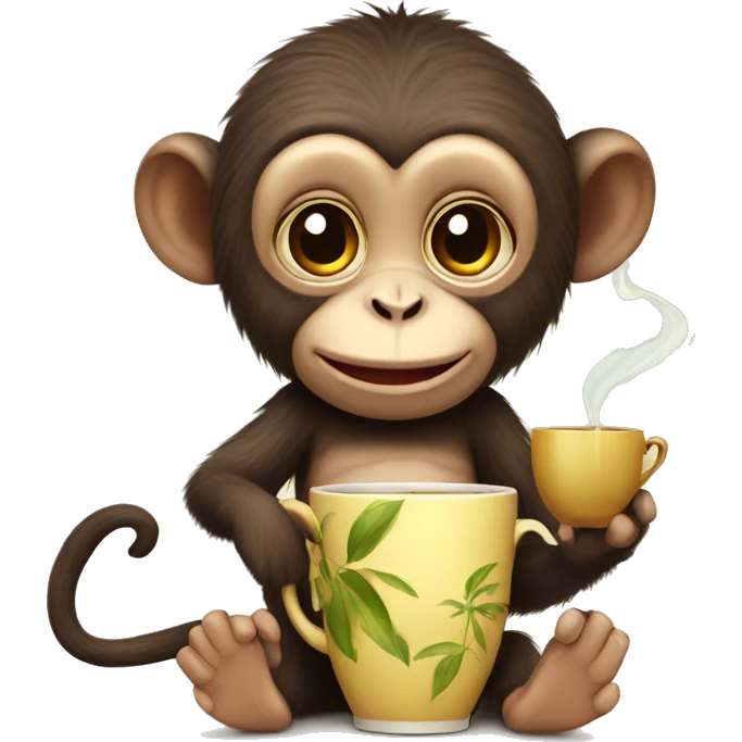 cute monkey with a tea emoji