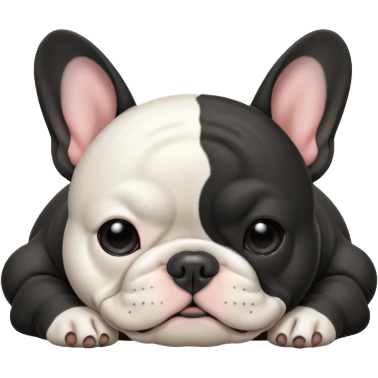 Чёрно Белый французский бульдог спит  emoji