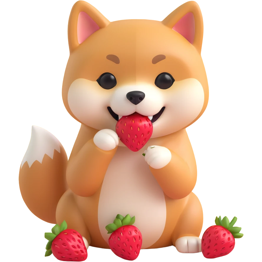 shiba inu eating strawberries emoji