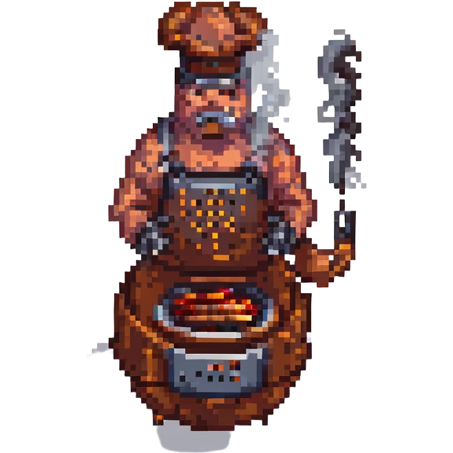 pixel art bbq smoker, simplified, smoke effect, no background emoji
