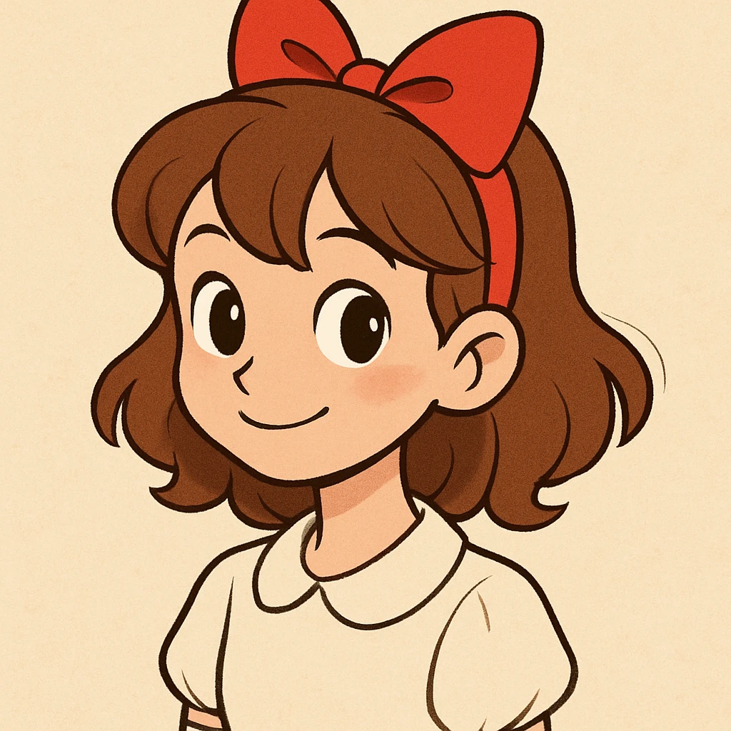 a girl with a bow on her hair, clear, appealing style emoji